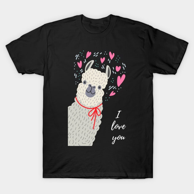 llama i love you T-Shirt by Mako Design 